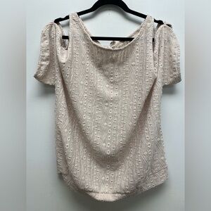 4 for $25 🤍 Emery Rose  Cream Textured Cold Shoulder Blouse 🤍 - 1X